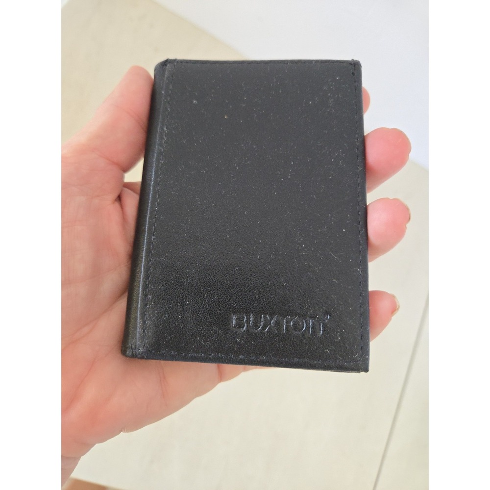 Buxton Leather Black Front Pocket Money Clip & Case Card Holder Gift VG Cond
